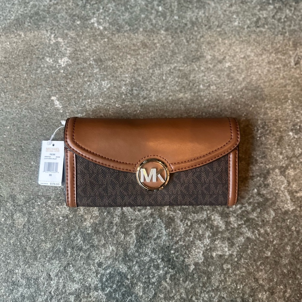 Michael Kors Tan and Brown Logo Wallet